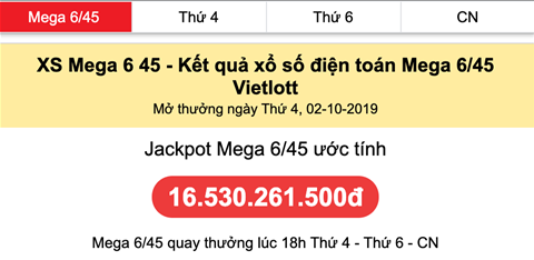Jackpot uoc tinh XS Mega Thu 4 ngay 01-10 Jackpot uoc tinh XS Mega Thu 4 ngay 01-10